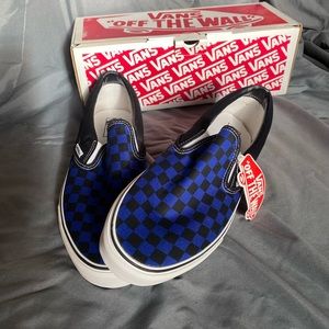Vans: Classic Slip Ons, Black/Royal Blue, 12M